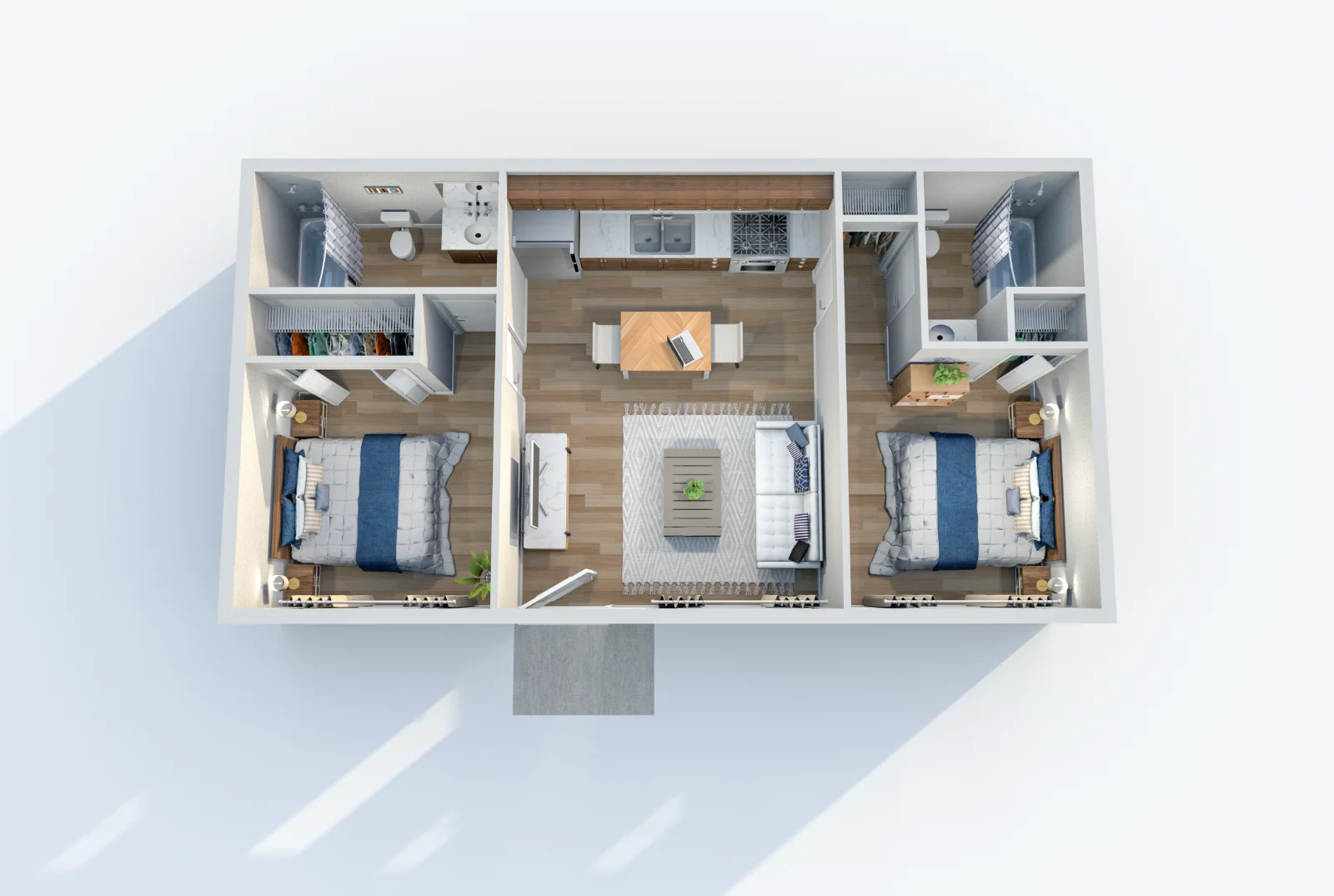 Residence at McDowell — floor plan, 2 bed · 2 baths · 660 sq ft